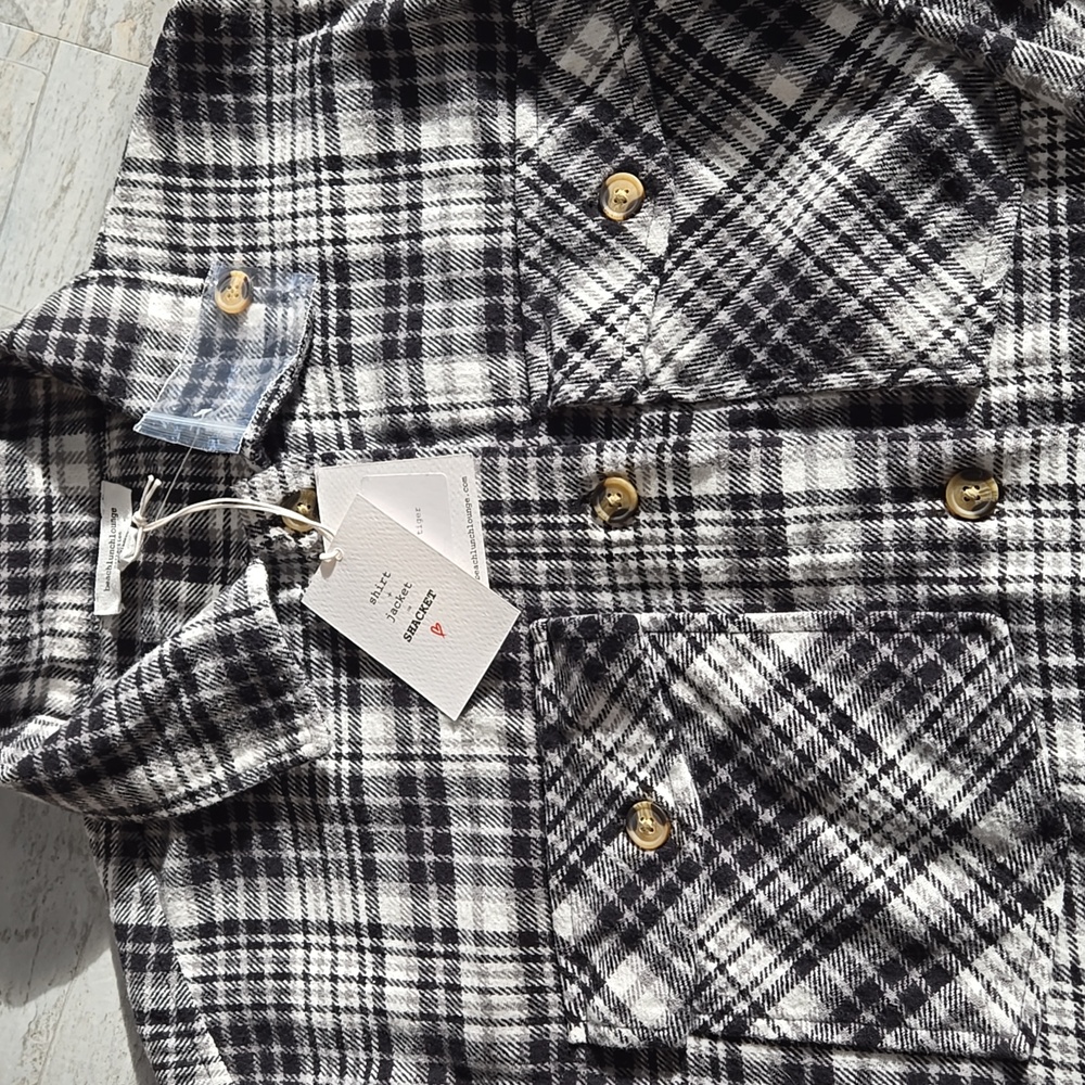 NWT Beachlunchlounge Shacket Shirt Jacket Size XS Small Flannel - Picture 3 of 10